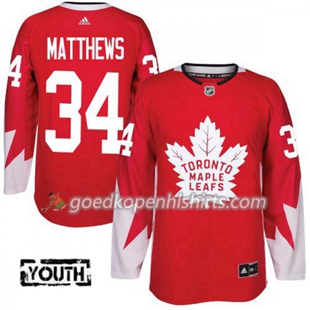 Toronto Maple Leafs Auston Matthews 34 Adidas 2017-2018 Rood Alternate Authentic Shirt - Kinderen
